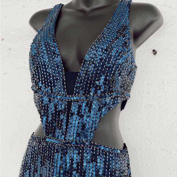 Sherri Hill Jumpsuit Size 2 | Navy Sequined - Picture 11 of 15